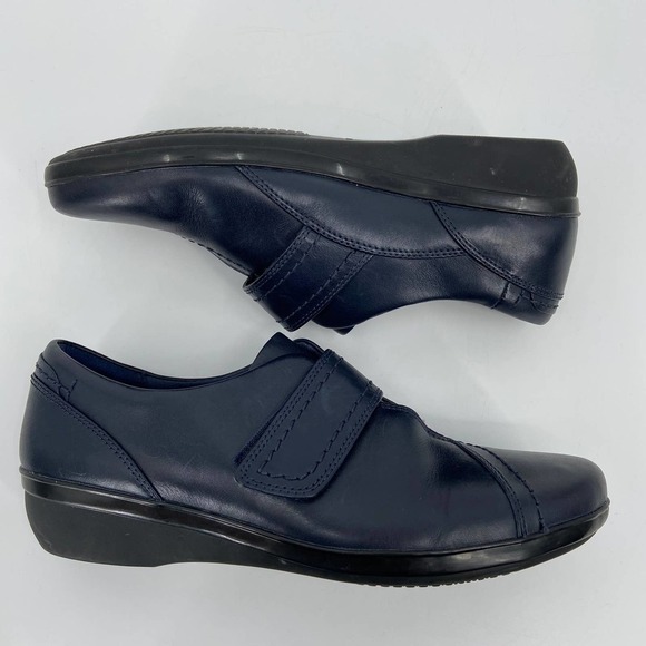 Clarks Collection Leather Slip On Shoes Comfort Cushion Monk Strap Navy Size 6.5 - Picture 2 of 10
